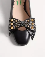 Valentino Bowow Pump In Kidskin With Studs 45Mm - Image 3